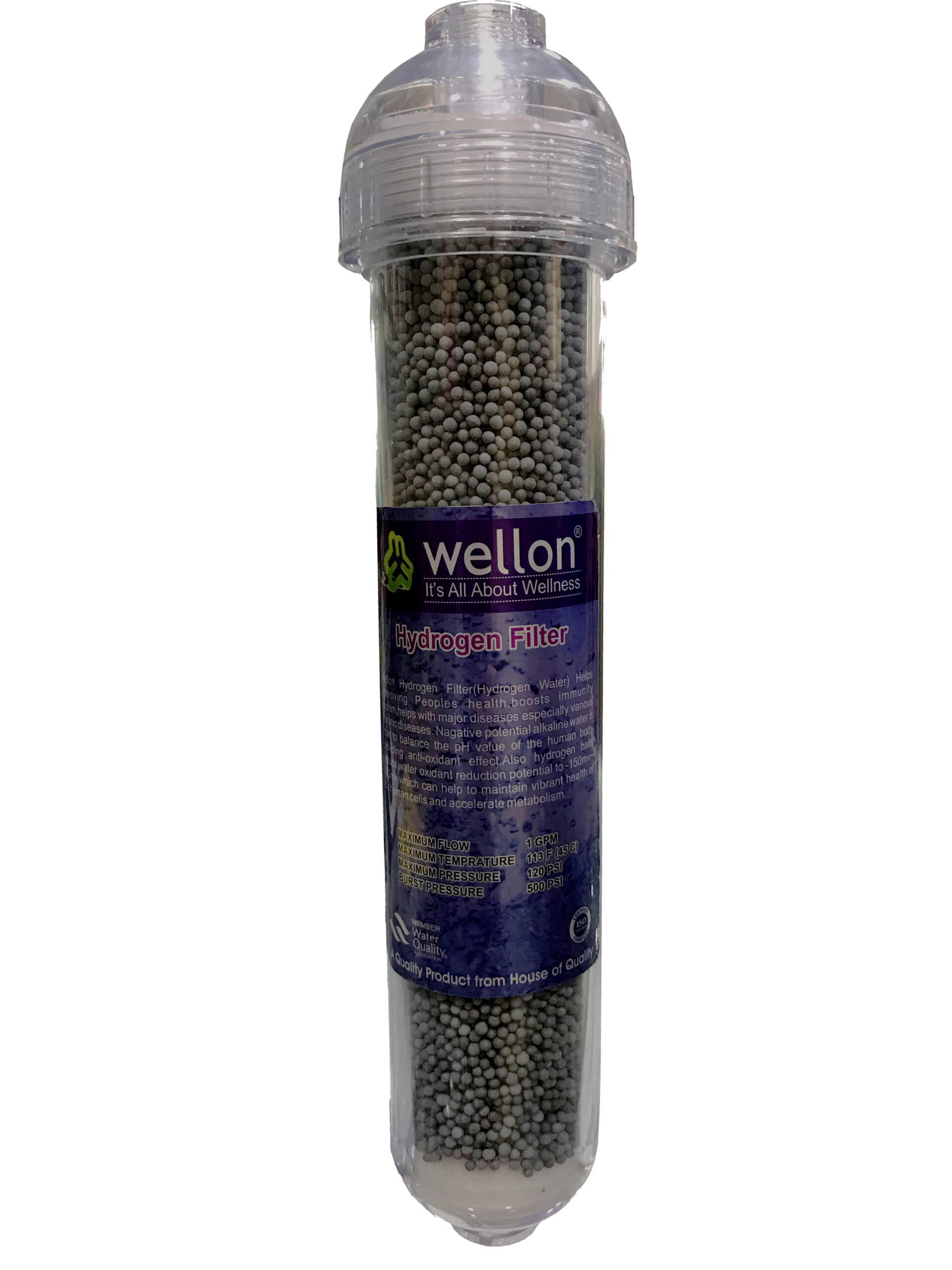 Wellon Hydrogen Water Filter Cartridge Rises Water Hydrogen/pH/TDS and Reduce ORP for All Kind of Water Purifier (13 INCH)