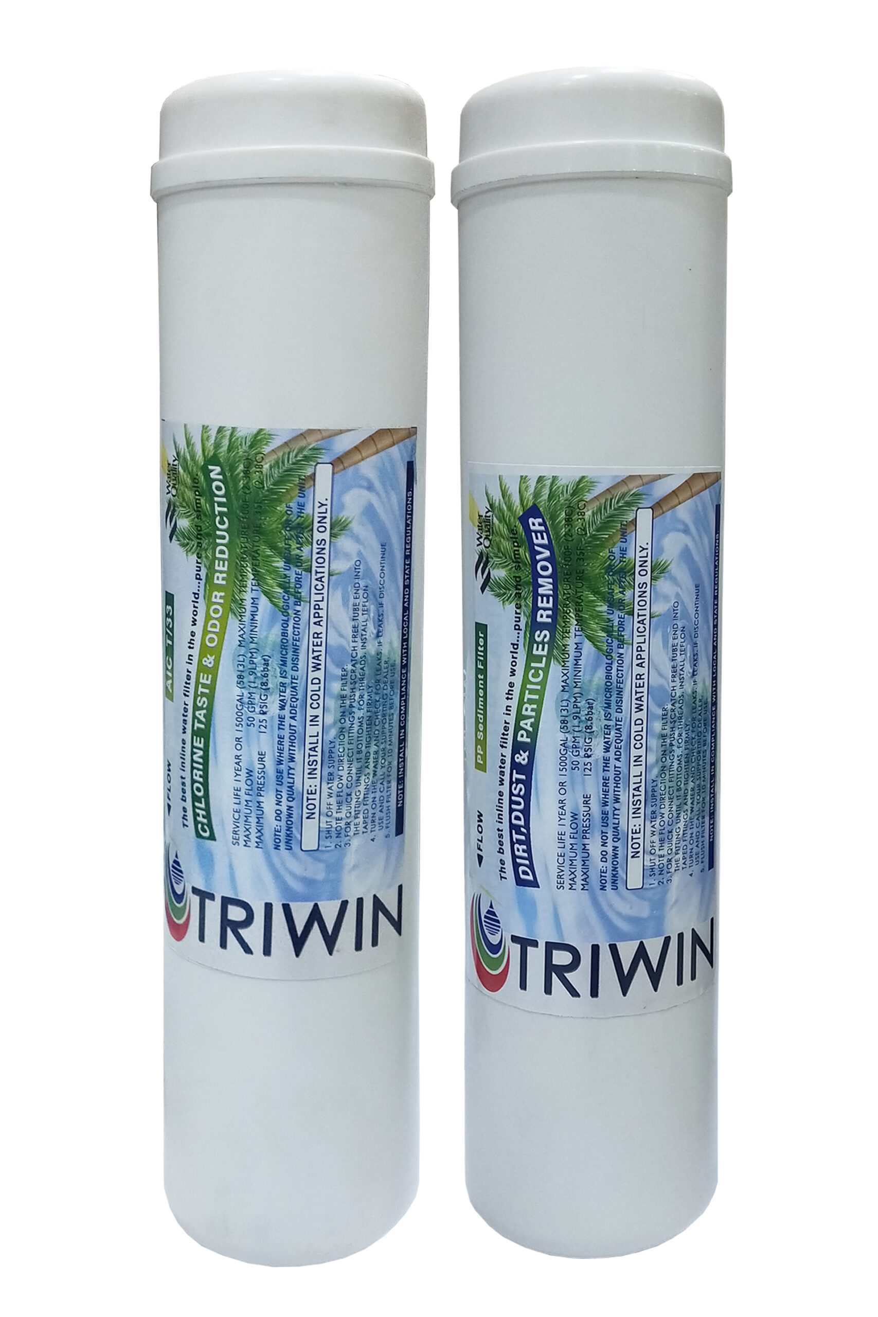 TRIWIN Post Carbon Filter and PP Sediment Filter Inline Set for Ro Water Purifier