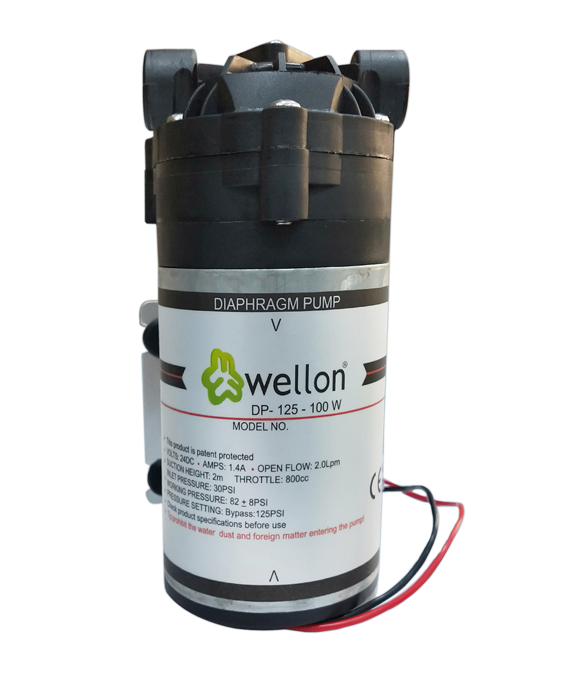 Wellon 100 (New) GPD Platinum RO Diaphragm Booster Pump + 2 Pieces Connector (Input 24 V AMPS 1.4A) Suitable for All Water Purifier