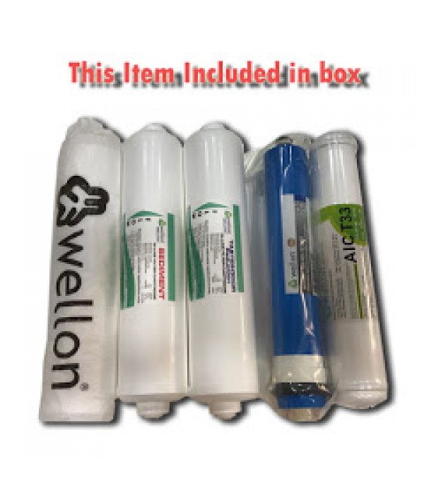 facebook sharing button Sharetwitter sharing button Tweetwhatsapp sharing button Sharepinterest sharing buttonsharethis sharing button WELLON Gold 80 GPD Membrane (Works Till 2000 TDS)+ PP + Pre-Carbon + Post Carbon+ Sediment RO Inline Set Filter for Types of Domestic Water Purifier